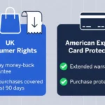Visual comparison of American Express card protections and UK consumer rights for shoppers in the United Kingdom