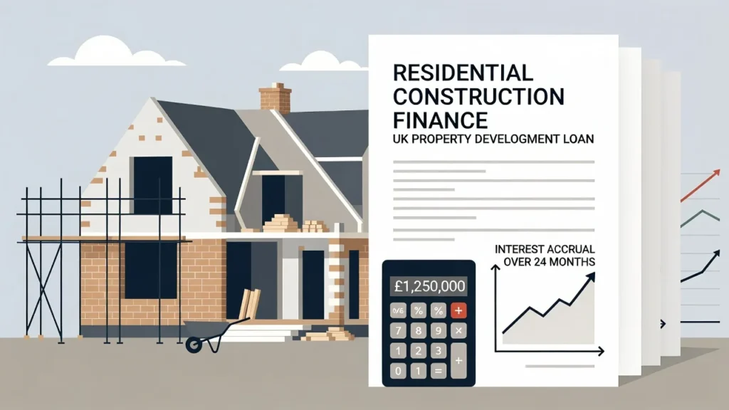 Illustration showing interest building up during a UK property construction project