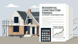 Illustration showing interest building up during a UK property construction project