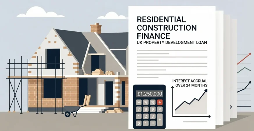 Illustration showing interest building up during a UK property construction project