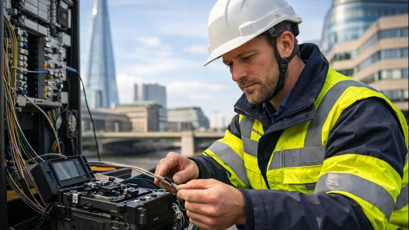 Telecommunications Engineer Working on UK Fibre Network