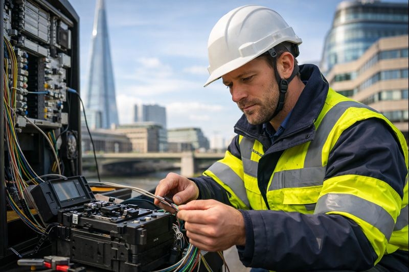 Telecommunications Engineer Working on UK Fibre Network