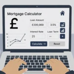 Mortgage calculator example showing estimated monthly repayments for a UK home buyer in GBP