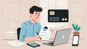 UK consumer reviewing an Amex Platinum Cashback credit card statement for educational purposes