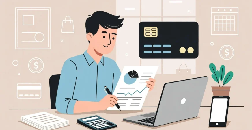 UK consumer reviewing an Amex Platinum Cashback credit card statement for educational purposes