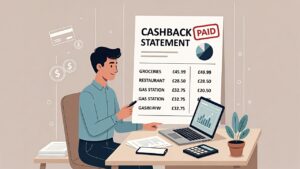 Cashback credit card concept illustration for UK consumers