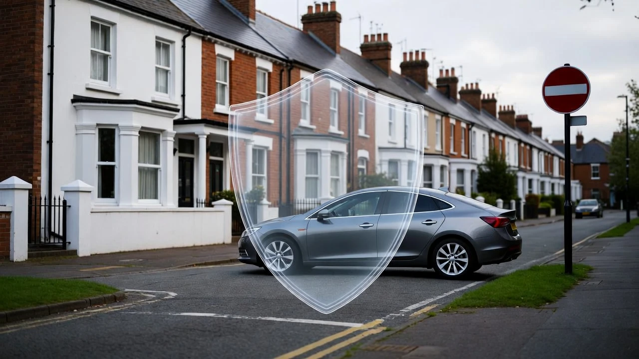 Small practical car on a UK street representing cheapest cars to insure.