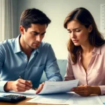 Coventry residential street with homes and financial icons representing mortgage planning.