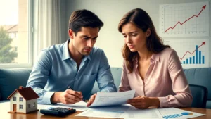 Coventry residential street with homes and financial icons representing mortgage planning.
