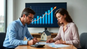 UK couple reviewing first direct mortgage rates at home