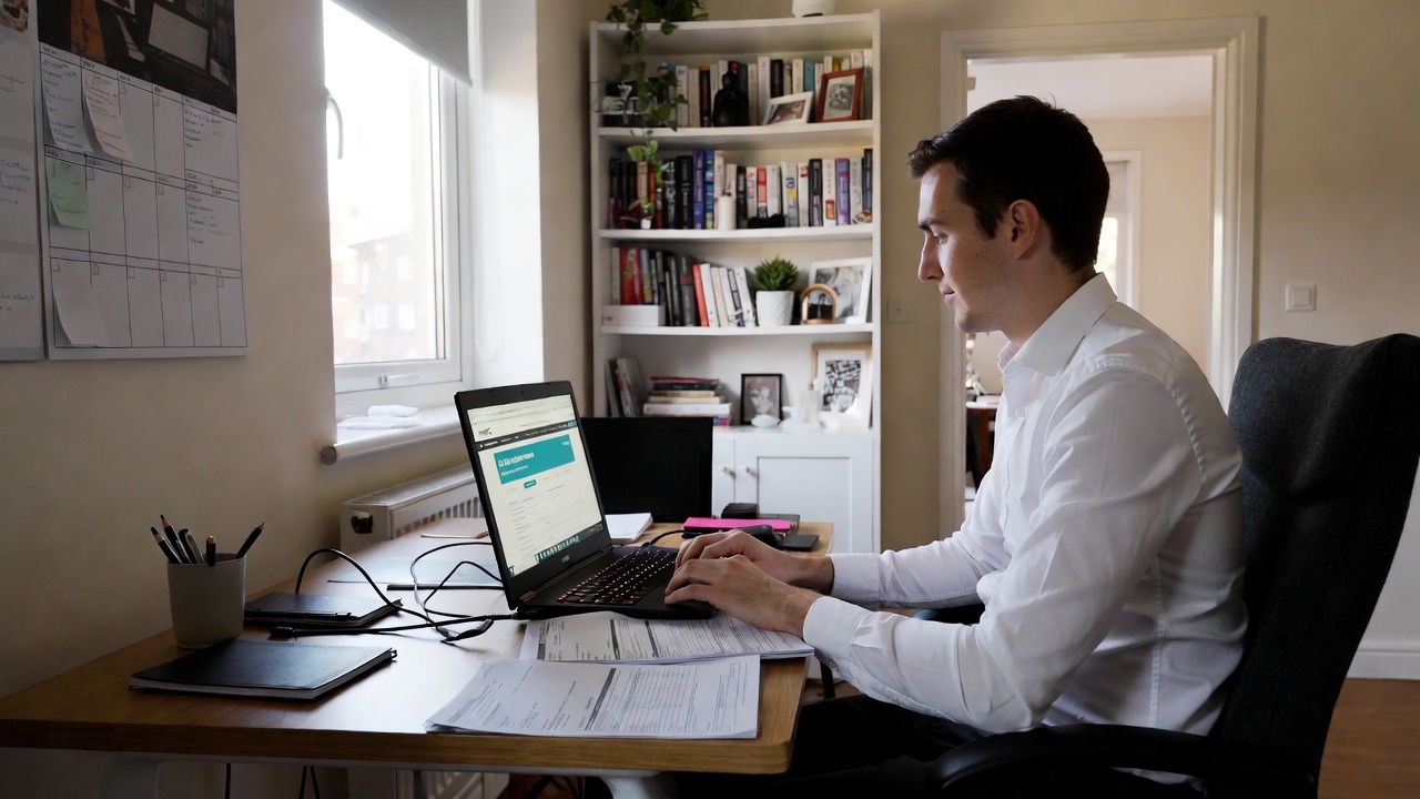 UK freelancer preparing invoices and records to report freelance income to HMRC.