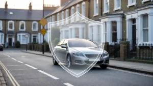 One protect car insurance explained for UK drivers with a protected car on a British street