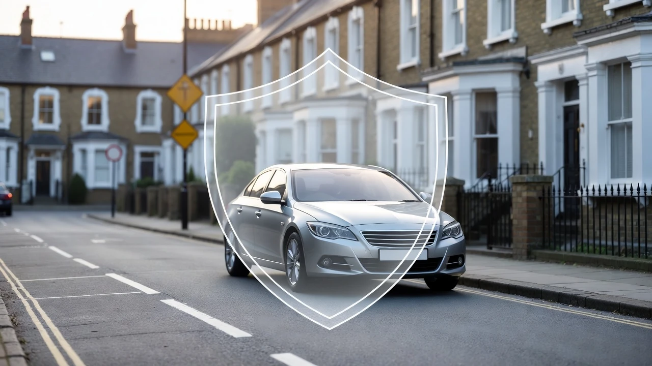 One protect car insurance explained for UK drivers with a protected car on a British street