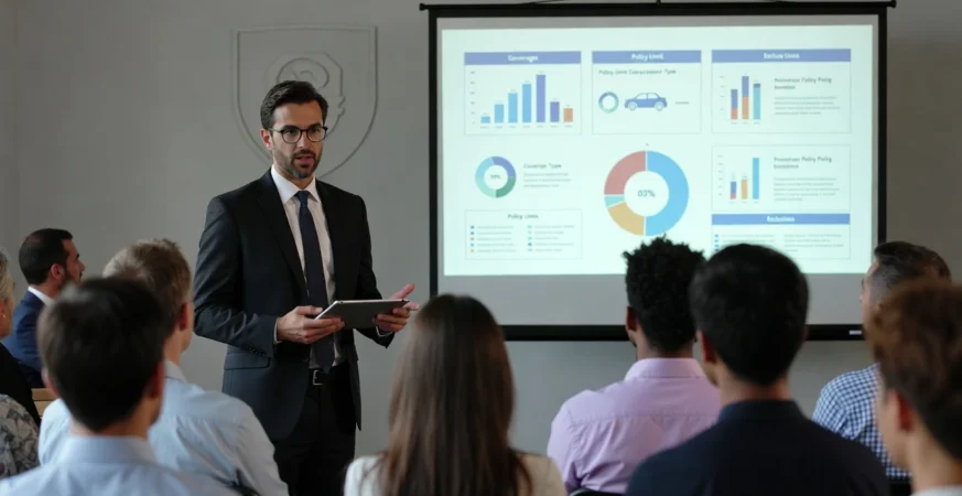 UK car with insurance documents and laptop for policy review