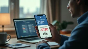bank accounts and overdrafts UK shown on mobile banking app