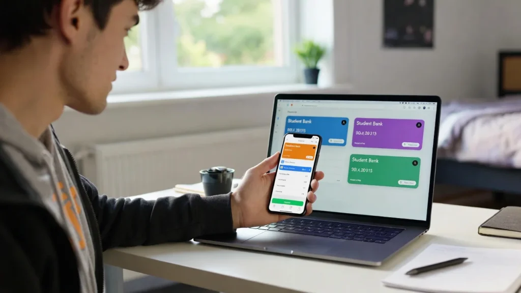 Comparison of digital banks and high street banks in the UK showing mobile banking app and traditional bank branch