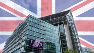 Exterior view of the Financial Conduct Authority office building in London representing UK financial regulation.