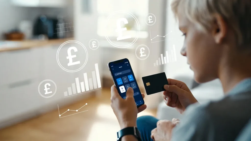 Parent helping child use prepaid debit card for under-18s in UK