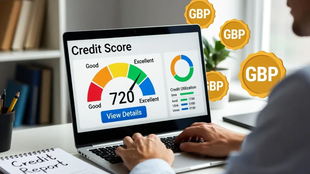 Person in the UK checking their credit score online before applying for an American Express card