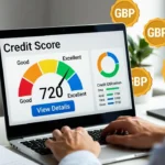 Person in the UK checking their credit score online before applying for an American Express card