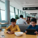 UK Family Enjoying Airport Lounge Access